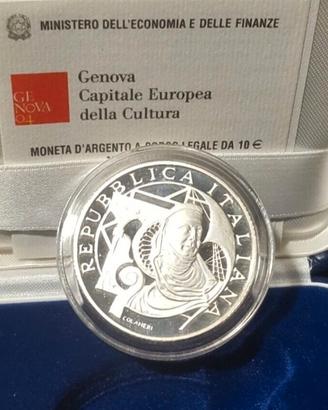 10 EURO - ARGENTO FdC - 2004 GENOVA CAPITALE EUROP