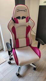Sedia gamer rosa e bianca