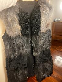 Pelliccia senza maniche toni del grigio