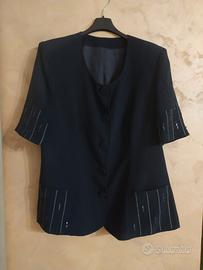 Giacca elegante blu con brillanti da donna vintage