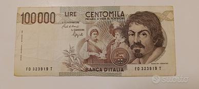 12#. Banconota 100000 lire Caravaggio I tipo.