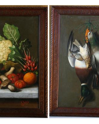 Coppia dipinti-Natura Morta - MICHELANGELO MEUCCI