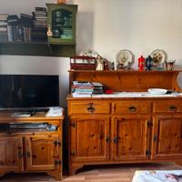 Set rustico in pino massello credenza e stand TV