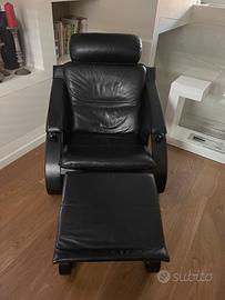 POLTRONA DESIGN  NELO ANNI 70 PELLE NERA