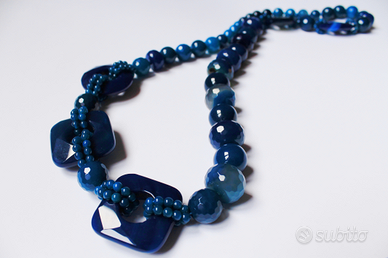 Collana di gemme naturali Agata blu