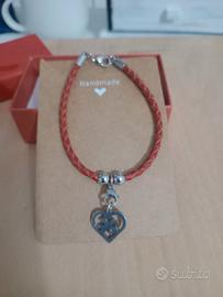 bracciale handmade in cuoio rosso intrecciato❤️