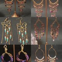 6 paia orecchini,agata,vetro, acciaio,ematite