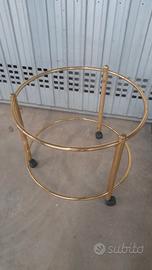  tavolino rotondo con rotelle e mensole in vetro 