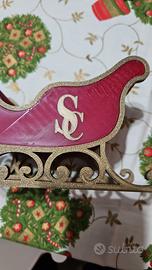 Slitta babbo natale con 2renne con logo SantaClaus