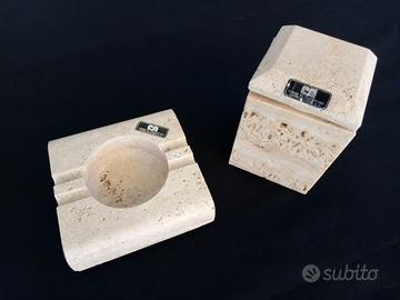 Posacenere e scatola in travertino Cerri Nestore