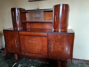 credenza buffet anni '50 finitura effetto radica