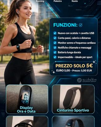 Orologio smartwatch slim contapassi 