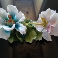 Porcellana Tichè composizione fiori, anni 80