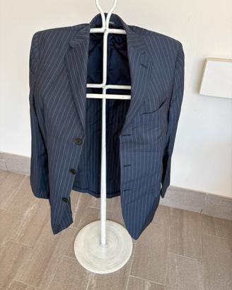 Giacca uomo blu gessata taglia 50 – 100% lana