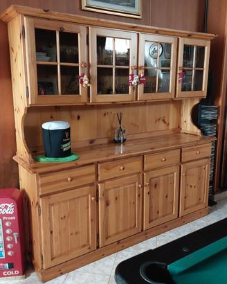 Credenza cristalliera in legno massello stile rust