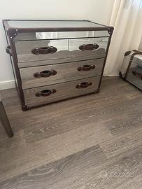 Mobile Cassettiera in acciaio e pelle