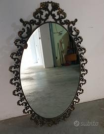Specchio vintage ottone ovale