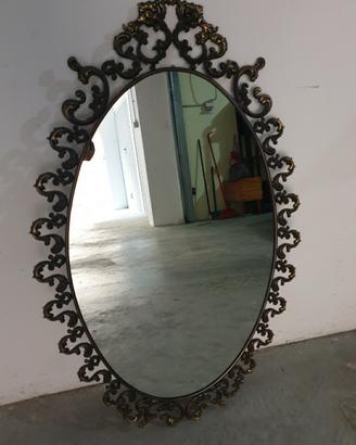 Specchio vintage ottone ovale