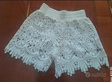 Shorts Bianco Coquette Copricostume Uncinetto S/M