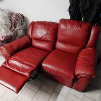 Divano vera pelle + chaise longue