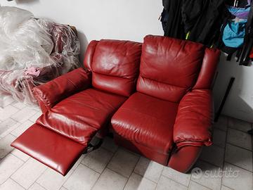 Divano vera pelle + chaise longue