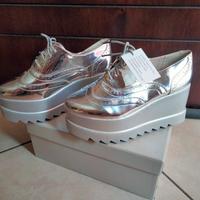 scarpe donna con zeppa alta colore silver 