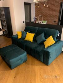 Divano Dasiba Divani verde petrolio con pouf