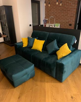 Divano Dasiba Divani verde petrolio con pouf