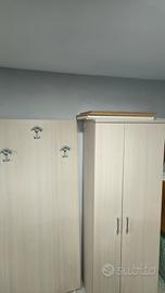 scarpiera + pannello appendi giacche effetto legno