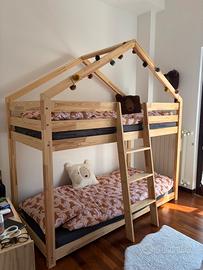 Letto a castello in pino naturale + 2 materassi