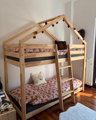 Letto a castello in pino naturale + 2 materassi