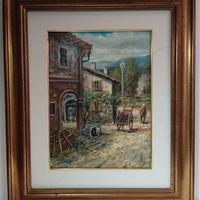 Remy Leclair - "Vecchi cascinali" - Olio su tela