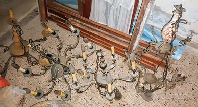 Lampadari vintage in  ferro e ceramica