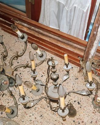 Lampadari vintage in  ferro e ceramica