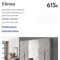 Armadio 6 Ante e Cassettiera Nuovo 