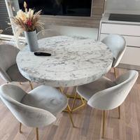 tavolo rotondo effetto marmo  oro 10 coperti 110cm