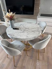 tavolo rotondo effetto marmo  oro 10 coperti 110cm