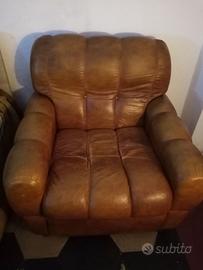 Poltrona Joe DiMaggio in pelle marrone anni ’60
