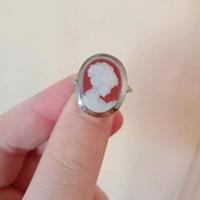 Anello regolabile argento 925 cammeo agata rossa