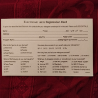 Electronic Arts registration card