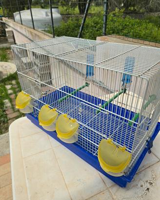 Gabbia per uccelli spaziosa con accessori - 55x30x