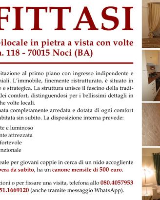 Bilocale in pietra a vista con volte