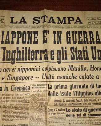 GIORNALE 1941: ATTACCO GIAPPONE A PEARL HARBOR