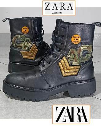 Anfibi militari pelle Zara Stivaletti 38 leather