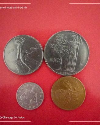 4 monete del 1956/57 in lire italiane