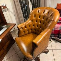 Poltrona in vera pelle stile inglese anni 50