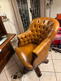 Poltrona in vera pelle stile inglese anni 50