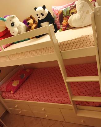 Letto a castello con cassettoni+ 2 materassi