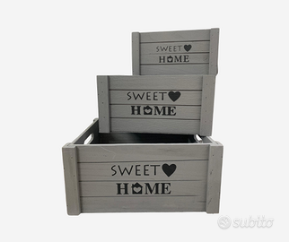 Set 3 cassette in legno grigio – varie dimensioni
