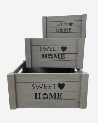 Set 3 cassette in legno grigio – varie dimensioni